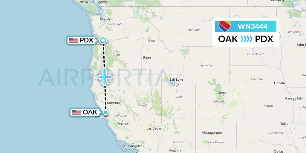 WN3444 Southwest Airlines Flight Map: Oakland to Portland