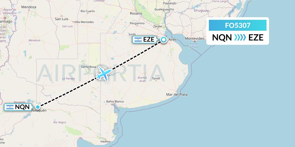 FO5307 Aero Flightops Uk Limited Flight Map: Neuquen to Buenos Aires