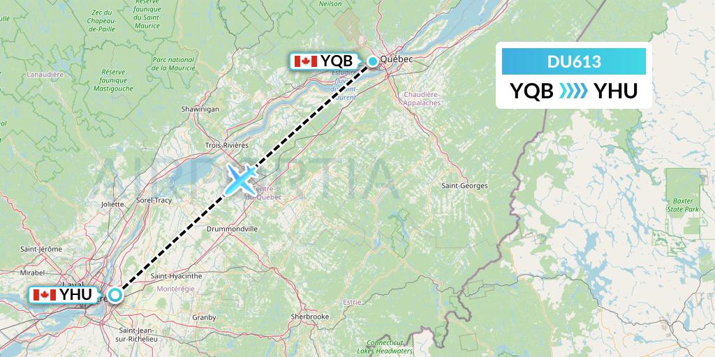 DU613 Sky Jet M.g. Inc Flight Map: Quebec to Montreal