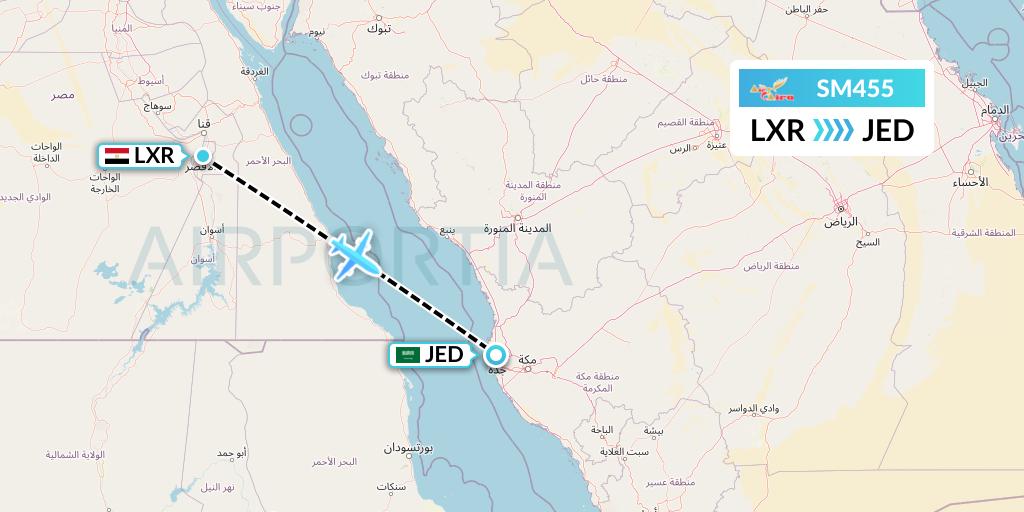 SM455 Air Cairo Flight Map: Luxor to Jeddah