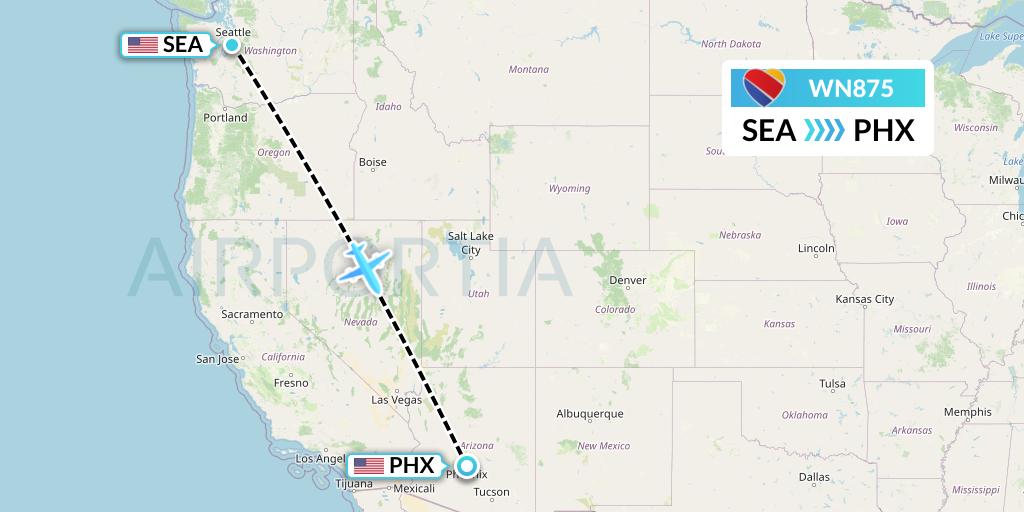 WN875 Southwest Airlines Flight Map: Seattle to Phoenix