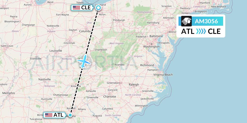 AM3056 Aeromexico Flight Map: Atlanta to Cleveland