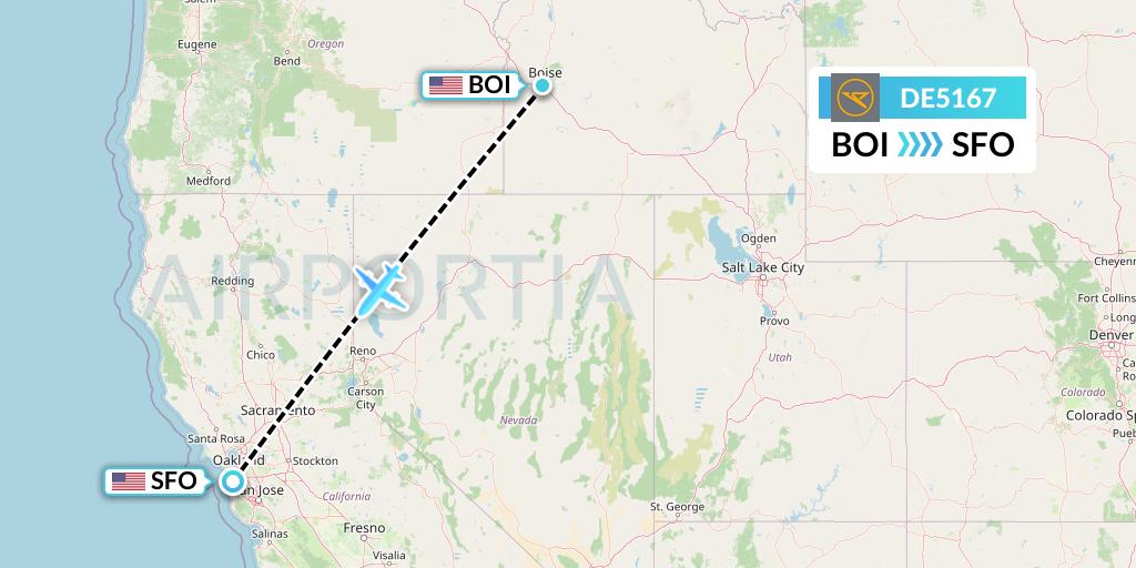DE5167 Condor Flight Map: Boise to San Francisco