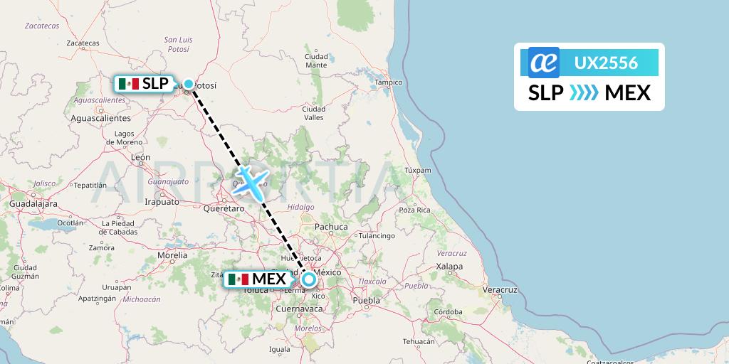 UX2556 Air Europa Flight Map: San Luis Potosi to Mexico City