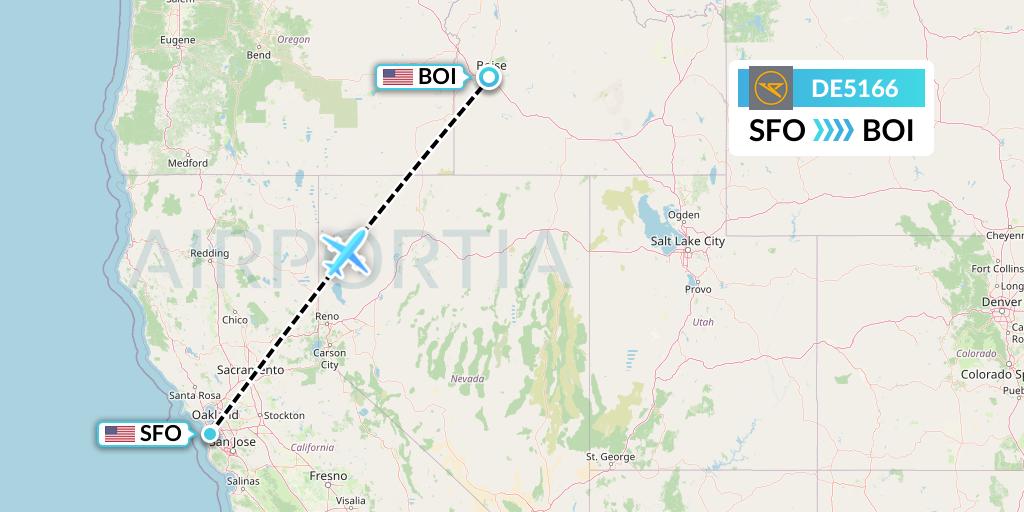 DE5166 Condor Flight Map: San Francisco to Boise