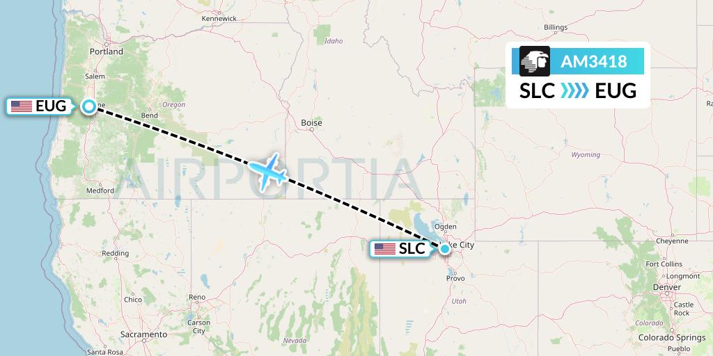 AM3418 Flight Status Aeromexico Salt Lake City to Eugene (AMX3418)