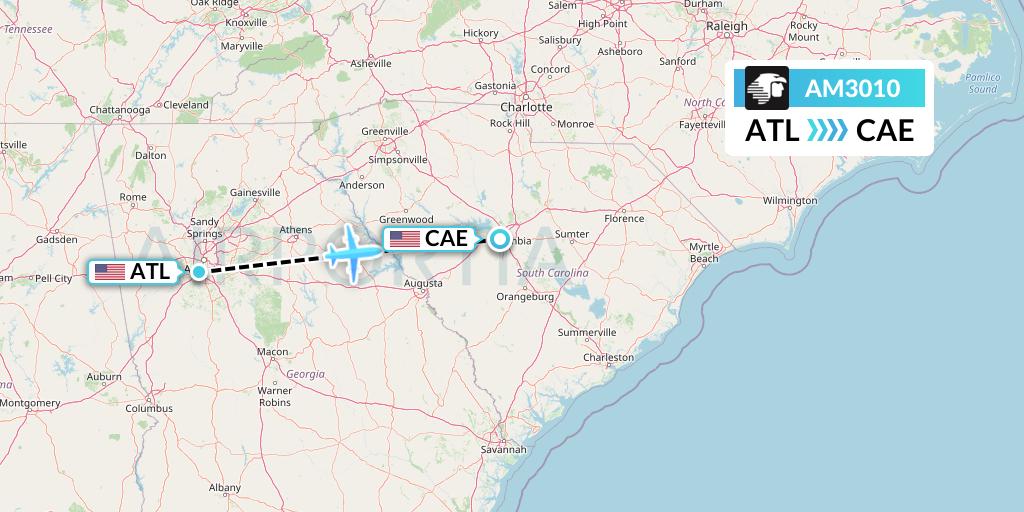 AM3010 Aeromexico Flight Map: Atlanta to Columbia