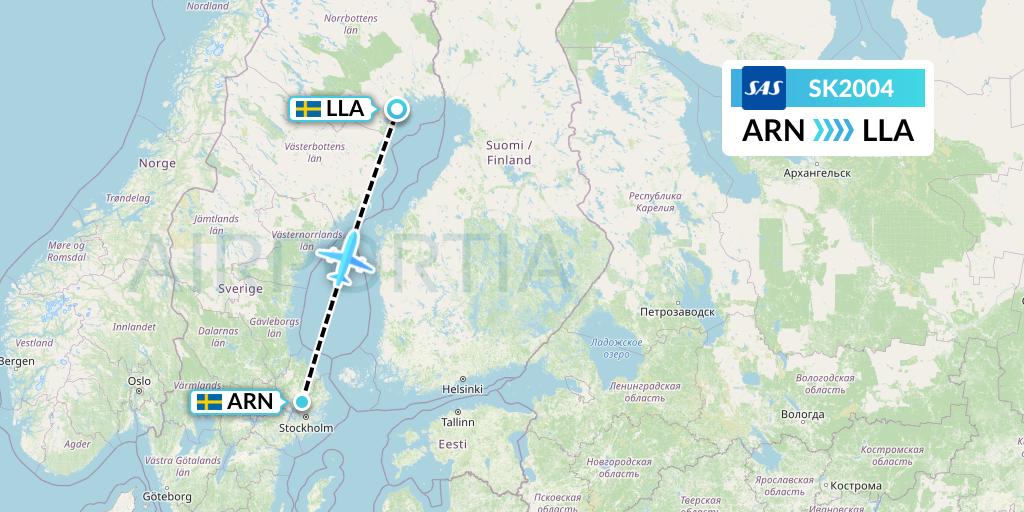 SK2004 SAS Flight Map: Stockholm to Lulea