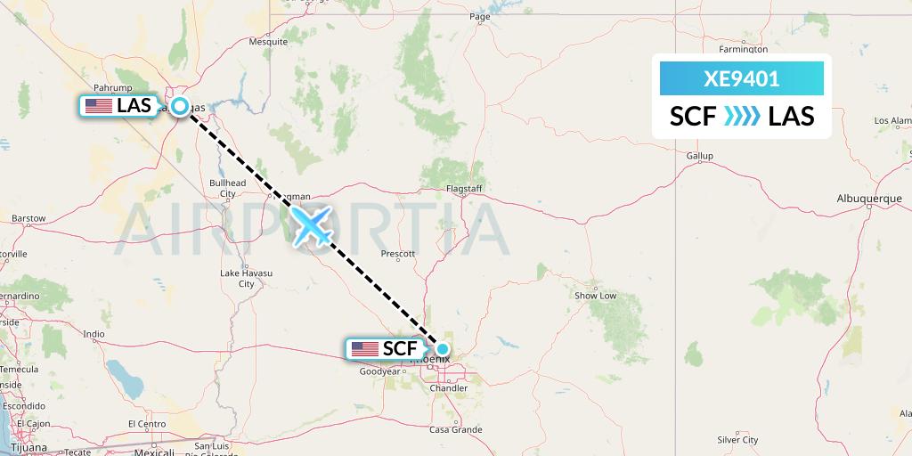 XE9401 Jsx Flight Map: Scottsdale to Las Vegas