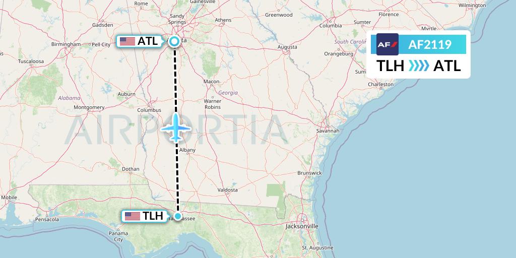 AF2119 Air France Flight Map: Tallahassee to Atlanta