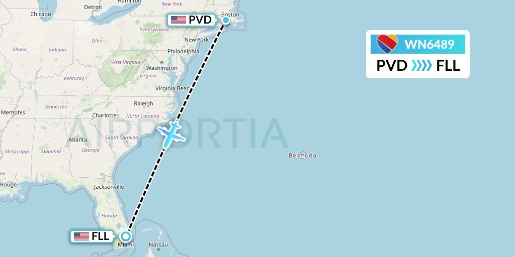 WN6489 Flight Status Southwest Airlines Providence to Fort Lauderdale