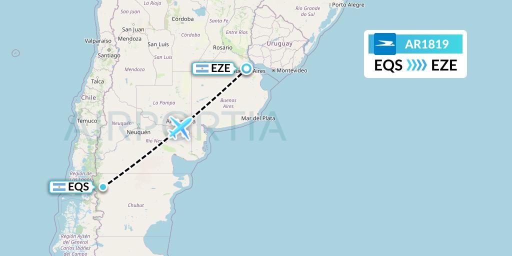 AR1819 Aerolineas Argentinas Flight Map: Esquel to Buenos Aires