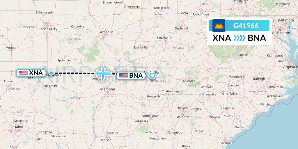 G41966 Allegiant Air Flight Map: Bentonville to Nashville