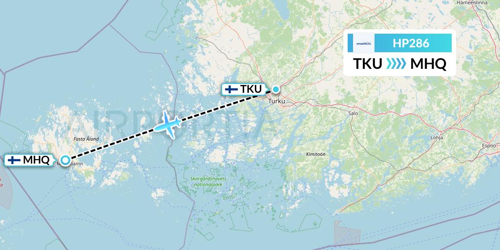 HP286 Amapola Flyg Flight Map: Turku to Mariehamn