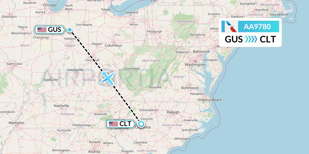 AA9780 American Airlines Flight Map: Peru to Charlotte