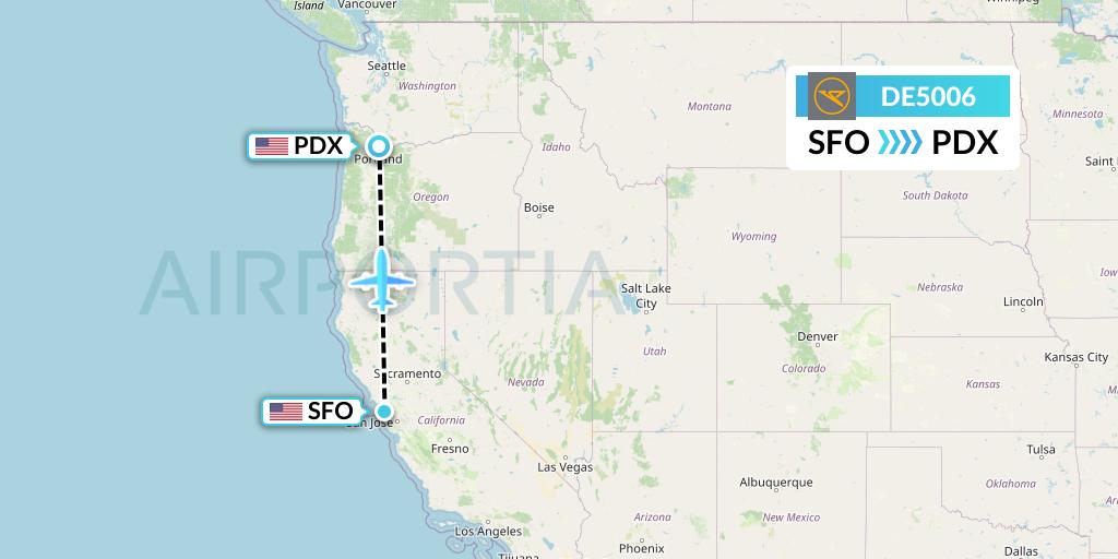 DE5006 Condor Flight Map: San Francisco to Portland