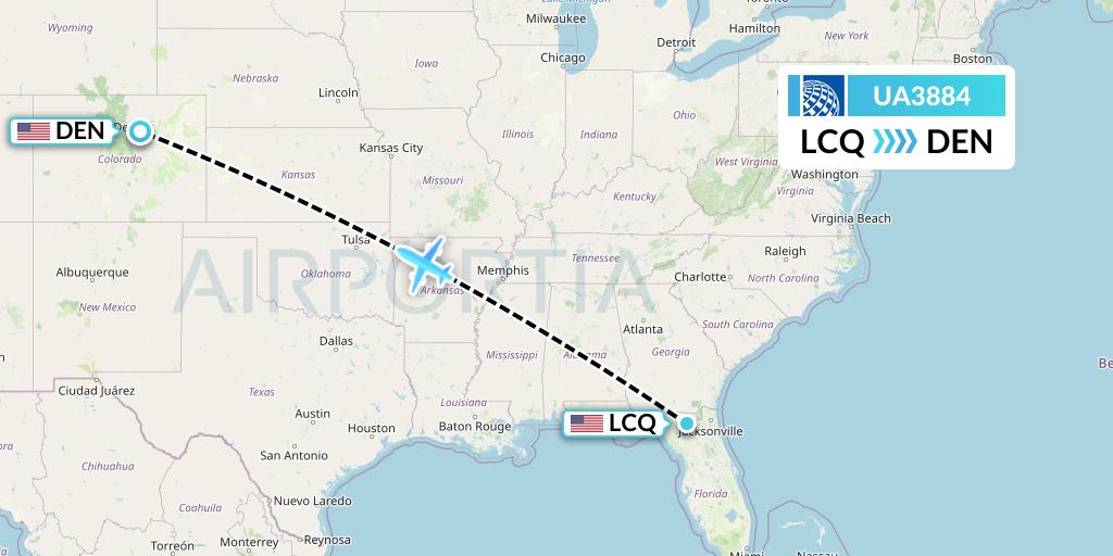 UA3884 United Airlines Flight Map: Lake City to Denver