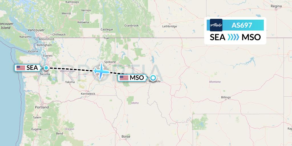 AS697 Alaska Airlines Flight Map: Seattle to Missoula