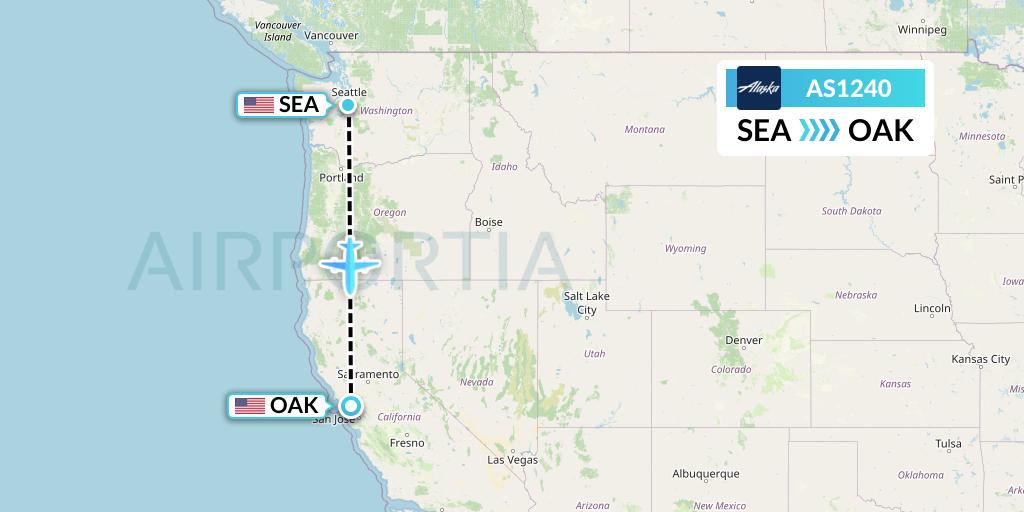 AS1240 Alaska Airlines Flight Map: Seattle to Oakland