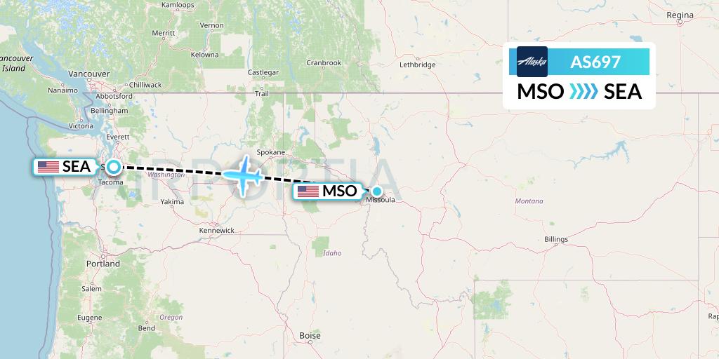 AS697 Alaska Airlines Flight Map: Missoula to Seattle