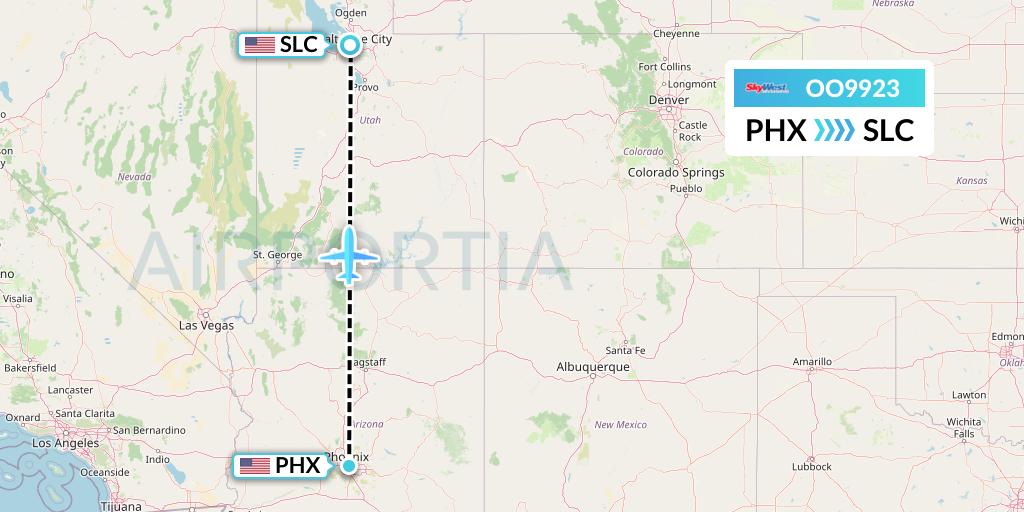 OO9923 SkyWest Airlines Flight Map: Phoenix to Salt Lake City