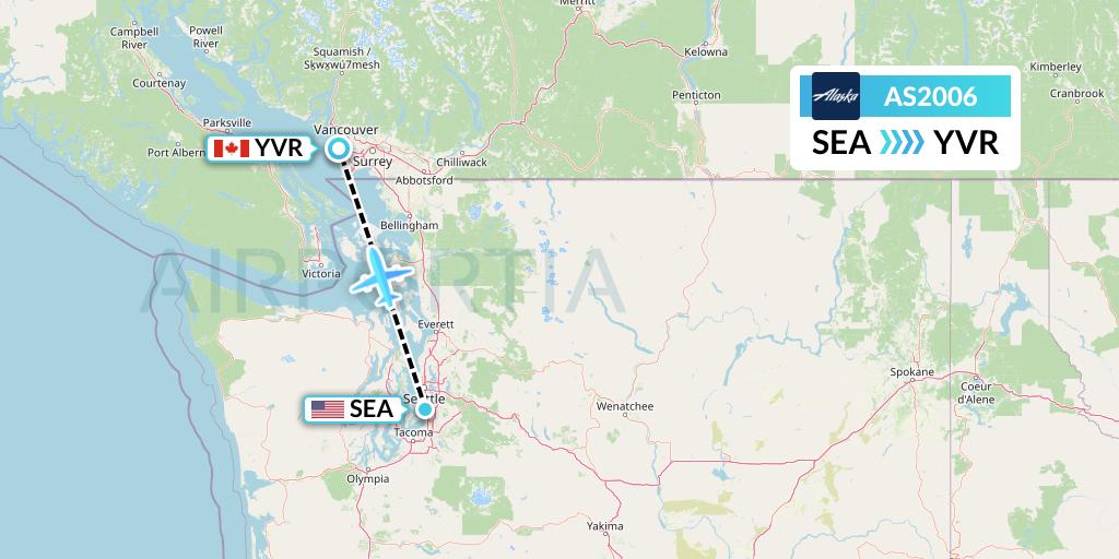 AS2006 Alaska Airlines Flight Map: Seattle to Vancouver