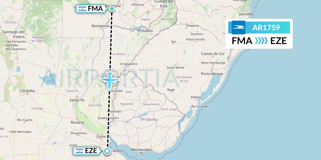 AR1759 Aerolineas Argentinas Flight Map: Formosa to Buenos Aires