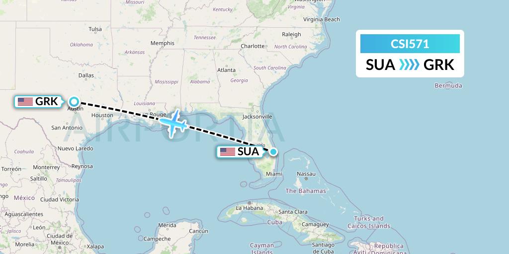 CSI571 Csi Aviation Flight Map: Stuart to Killeen