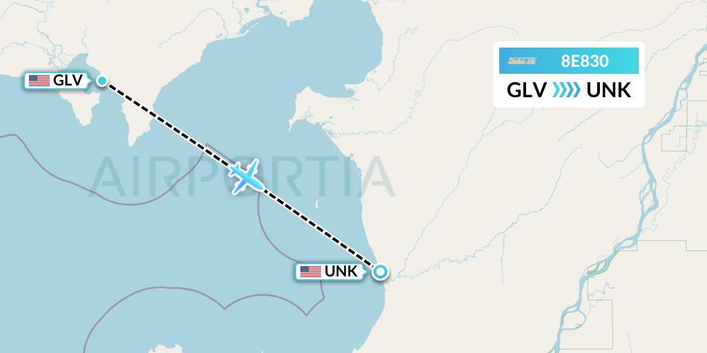 8E830 Bering Air Flight Map: Golovin to Unalakleet