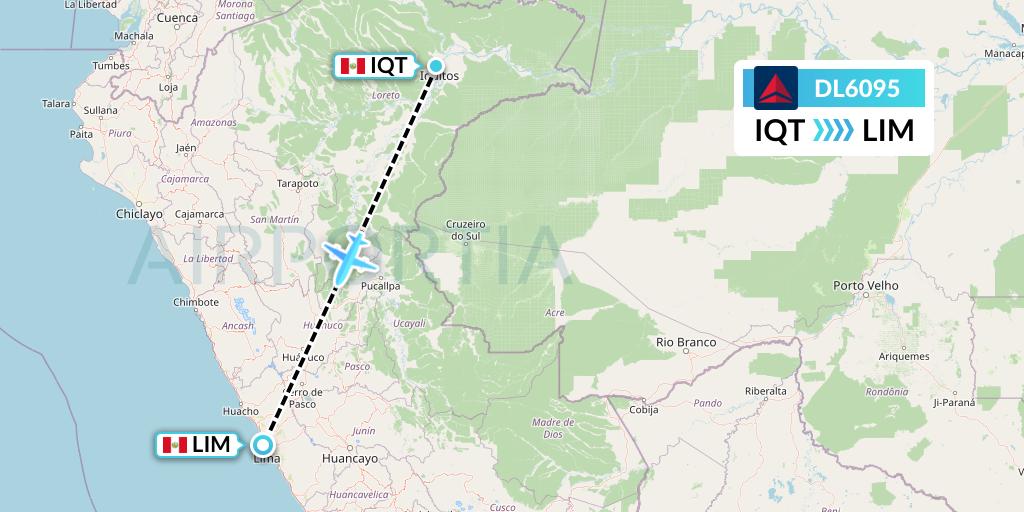 DL6095 Delta Air Lines Flight Map: Iquitos to Lima