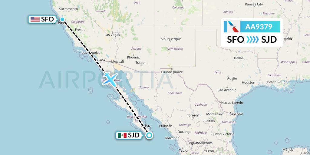 AA9379 American Airlines Flight Map: San Francisco to San Jose del Cabo