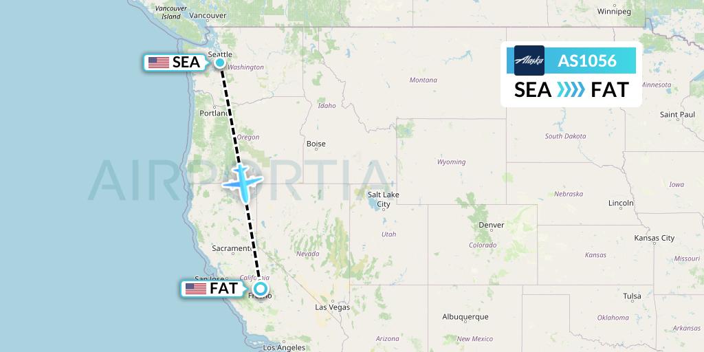 AS1056 Alaska Airlines Flight Map: Seattle to Fresno