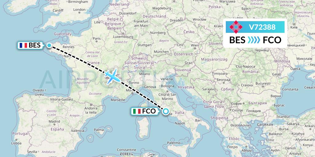 V72388 Volotea Flight Map: Brest to Rome