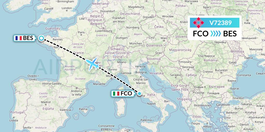 V72389 Volotea Flight Map: Rome to Brest