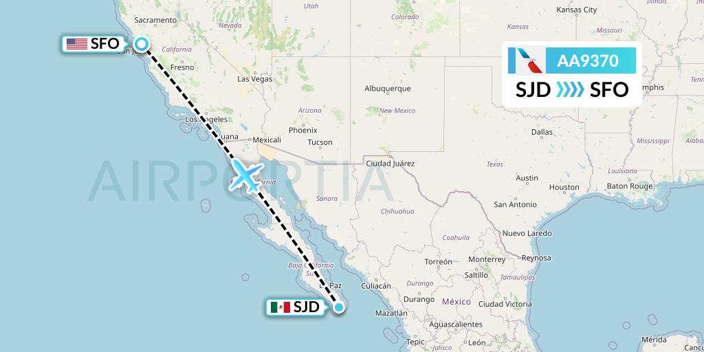 AA9370 American Airlines Flight Map: San Jose del Cabo to San Francisco