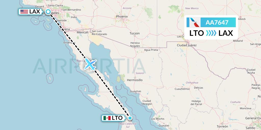 AA7647 American Airlines Flight Map: Loreto to Los Angeles