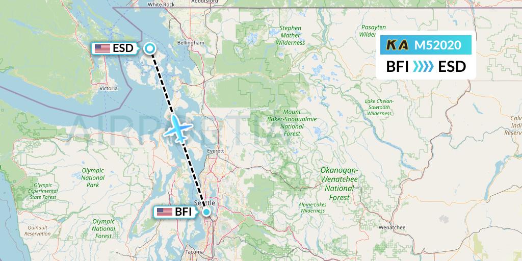 M52020 Kenmore Air Flight Map: Seattle to Eastsound