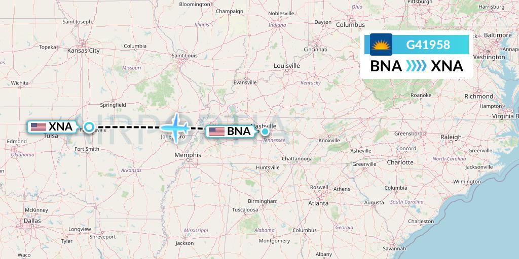 G41958 Allegiant Air Flight Map: Nashville to Bentonville