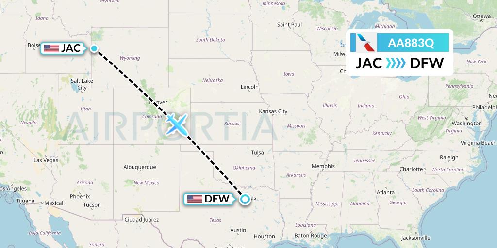 AA883Q American Airlines Flight Map: Jackson to Dallas