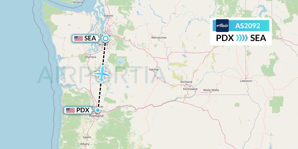AS2092 Alaska Airlines Flight Map: Portland to Seattle