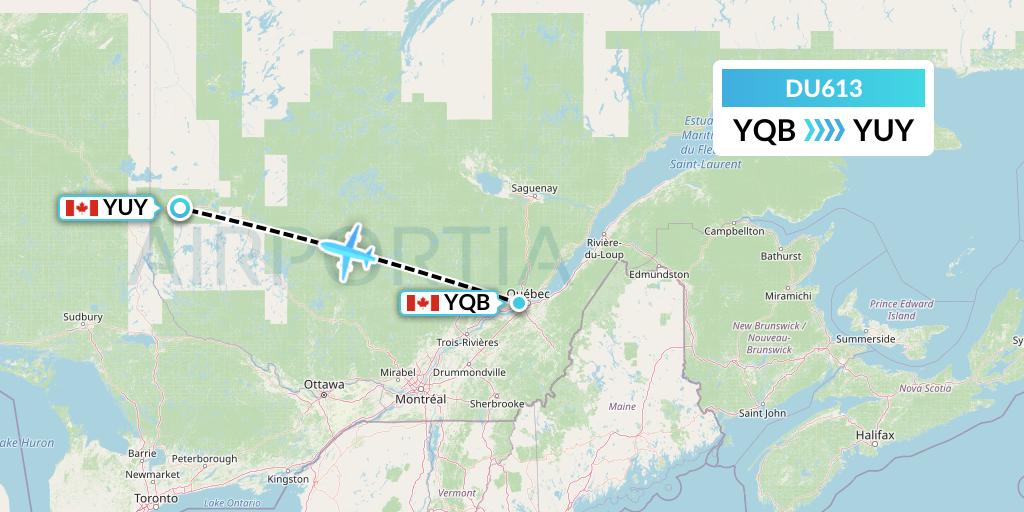 DU613 Sky Jet M.g. Inc Flight Map: Quebec to Rouyn