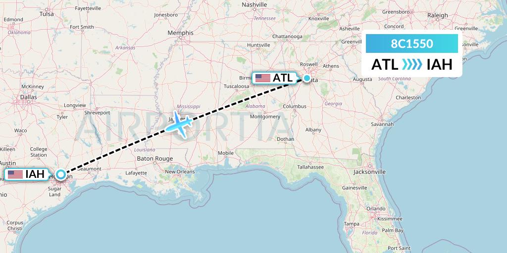 8C1550 Air Transport International Flight Map: Atlanta to Houston