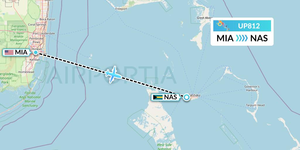 UP812 Bahamasair Flight Map: Miami to Nassau