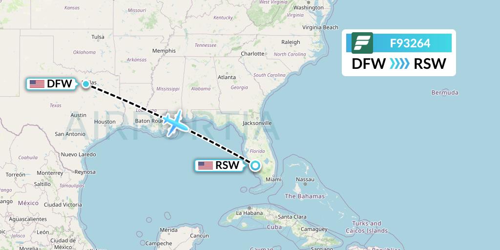 F93264 Frontier Airlines Flight Map: Dallas to Fort Myers