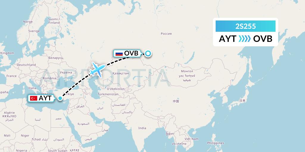 2S255 Star Equatorial AL Flight Map: Antalya to Novosibirsk