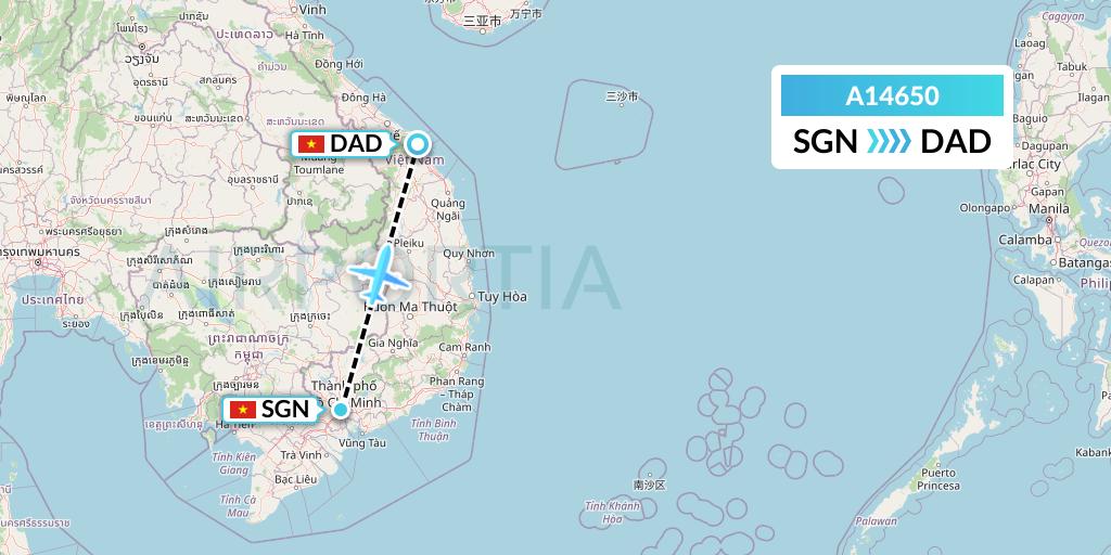 A14650 A.p.g. Distribution Systems Flight Map: Ho Chi Minh City to Da Nang