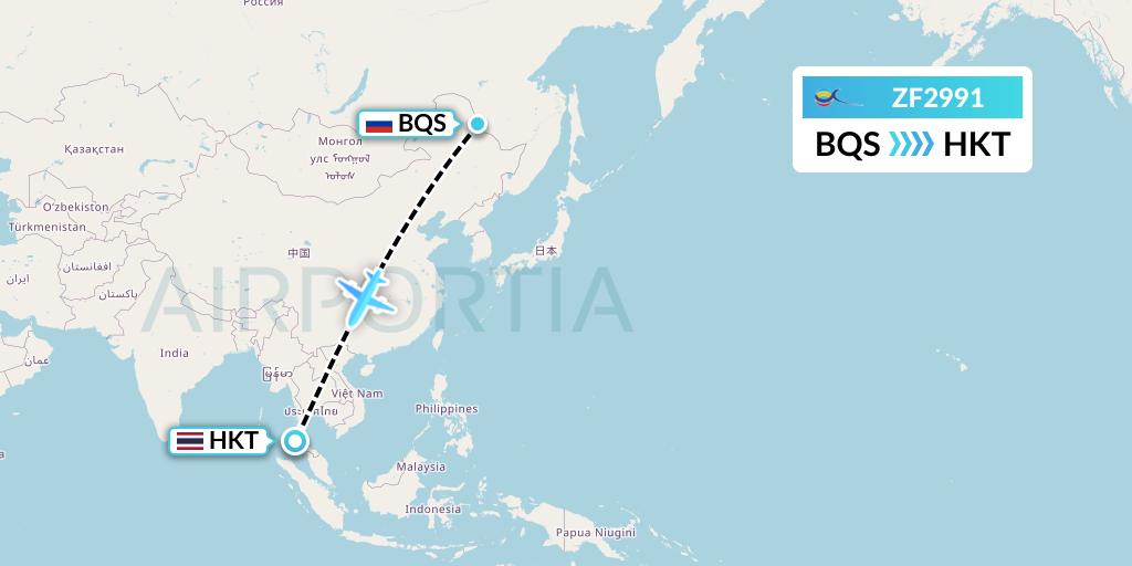 ZF2991 Azur Air Flight Map: Blagoveshchensk to Phuket
