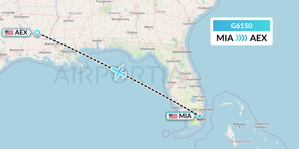 G6150 Fly Arna Flight Map: Miami to Alexandria