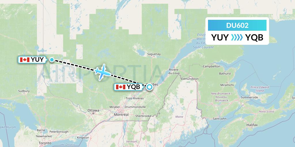 DU602 Sky Jet M.g. Inc Flight Map: Rouyn to Quebec
