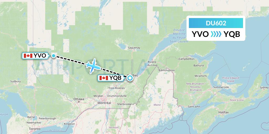DU602 Sky Jet M.g. Inc Flight Map: Val-d'Or to Quebec
